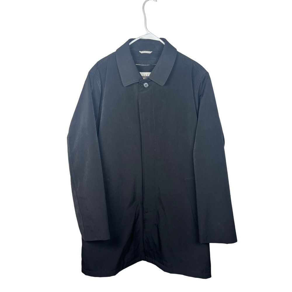 Joseph Abboud Car Coat‎ Mens 42R Black Quilted Lined Hidden Button Front Jacket